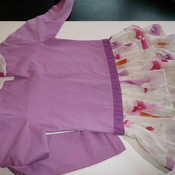 Beetlejuice London Little Girl SZ 6 Purple Dress Watercolor Like Flower Ruffles - Picture 6 of 11